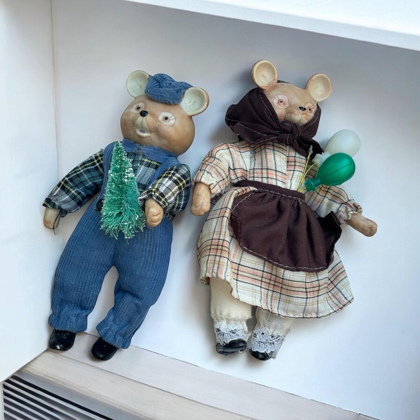 Charming vintage pair of Mr and Mrs porcelain teddy bears