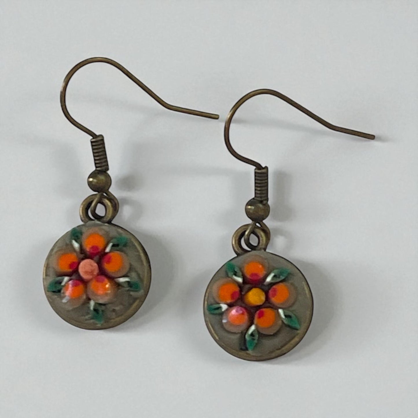 Small 12 mm Handmade Micro Mosaic dangle earrings – modern, handmade Jewelry with Hand-Cut Italian glass Murrini