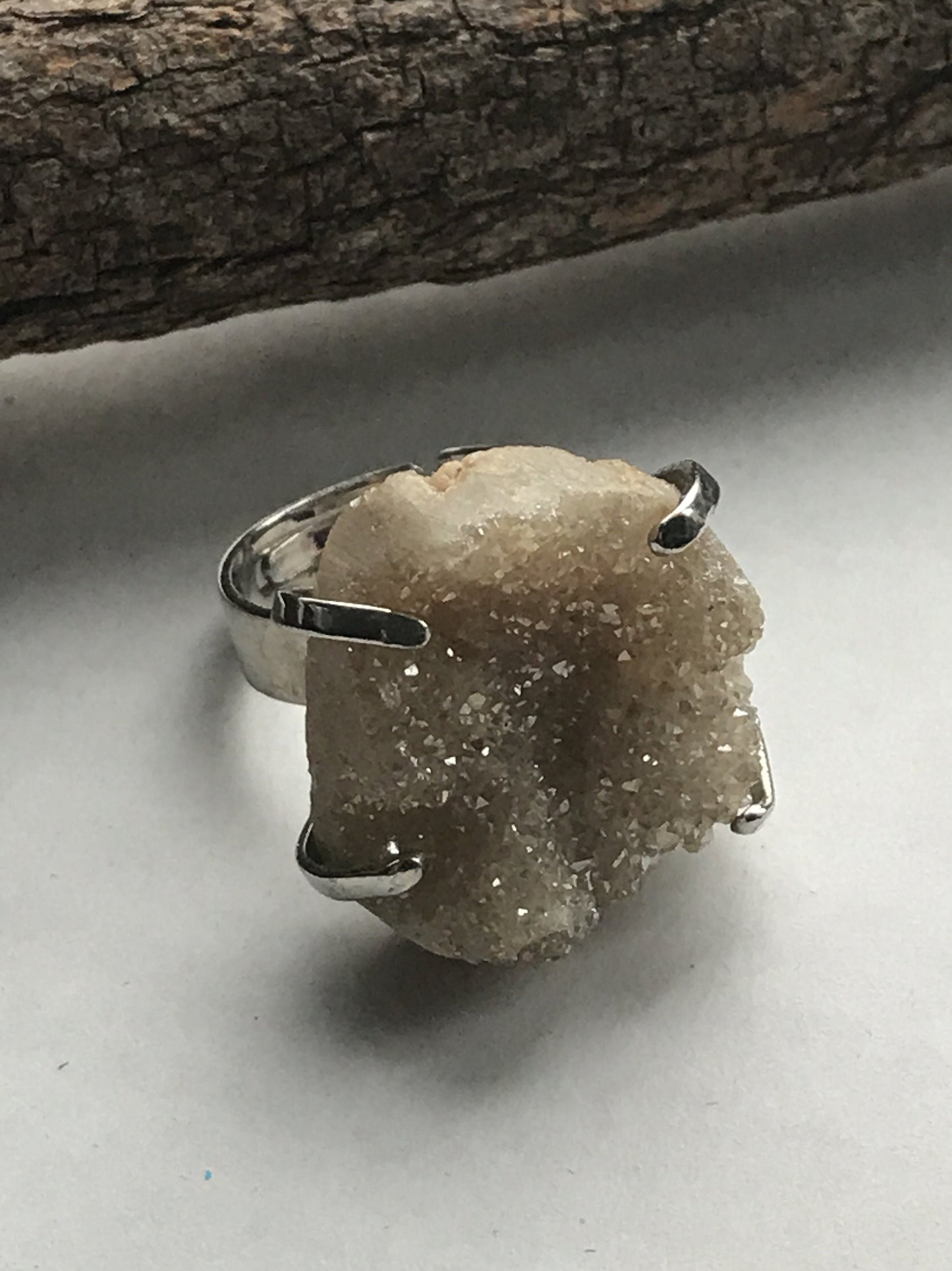 Stunning and unique adjustable vintage Druzy Gem Crystal Mineral Geode ring