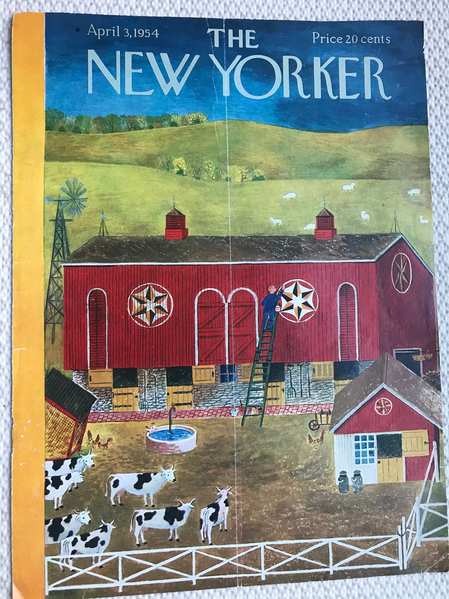 April 3, 1954 - The NEW YORKER Magazine original cover - farm - Please read description