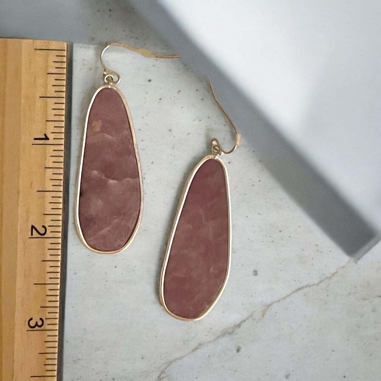 Unique faux stained glass pink dangle earrings
