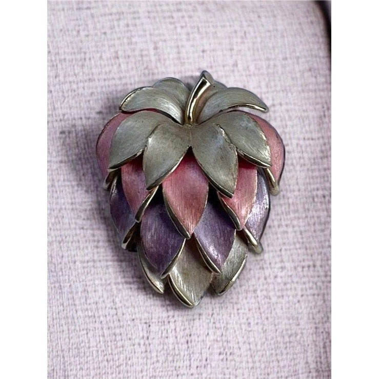 Pink and lilac vintage strawberry pin brooch