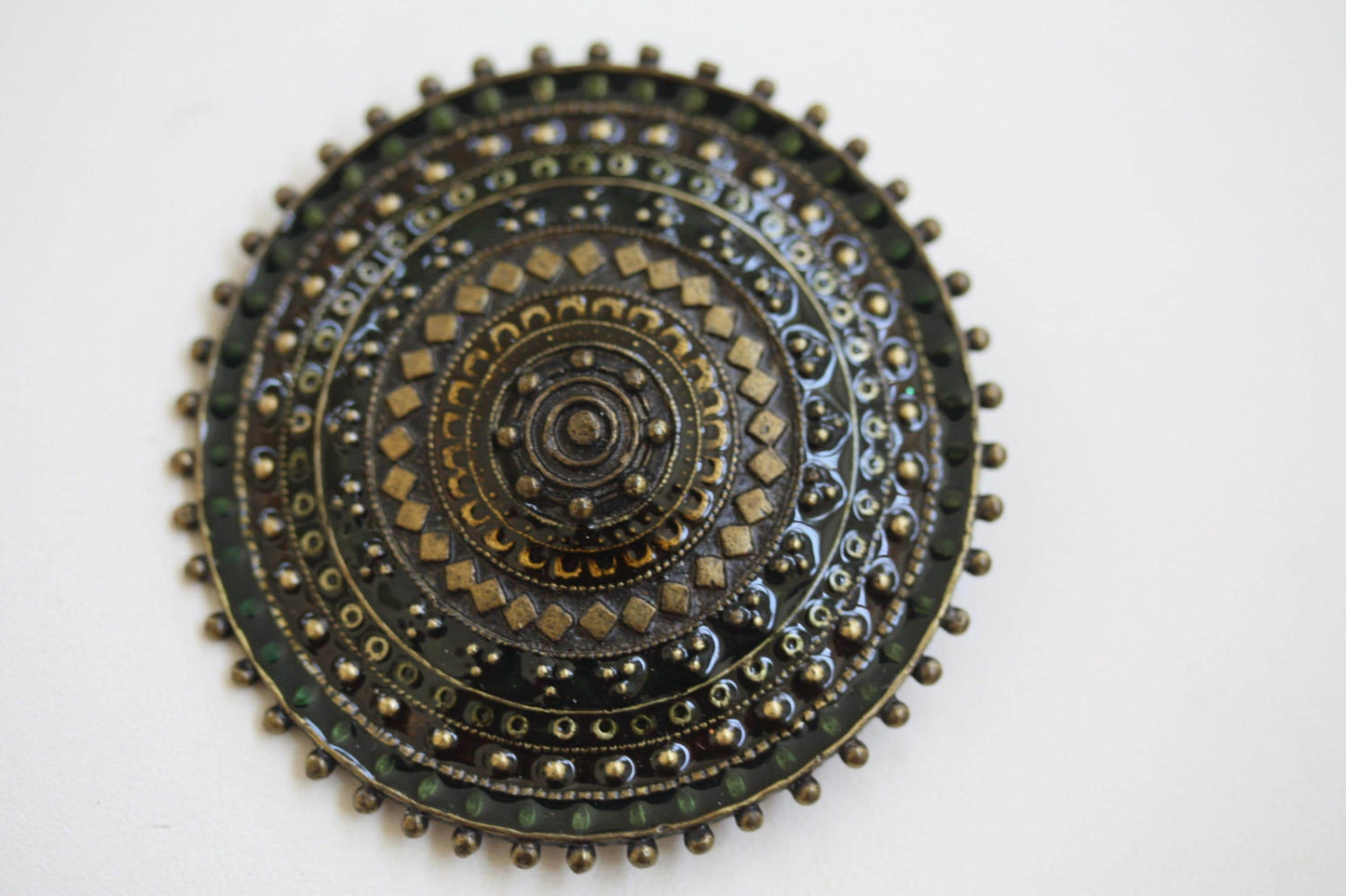 Multi textured unique round enamel pin 2"