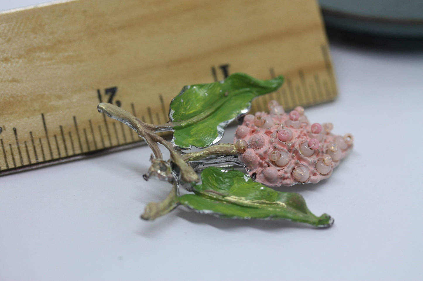 Revised, Modernized, large upcycled handpainted pin with intricate handmade beadwork