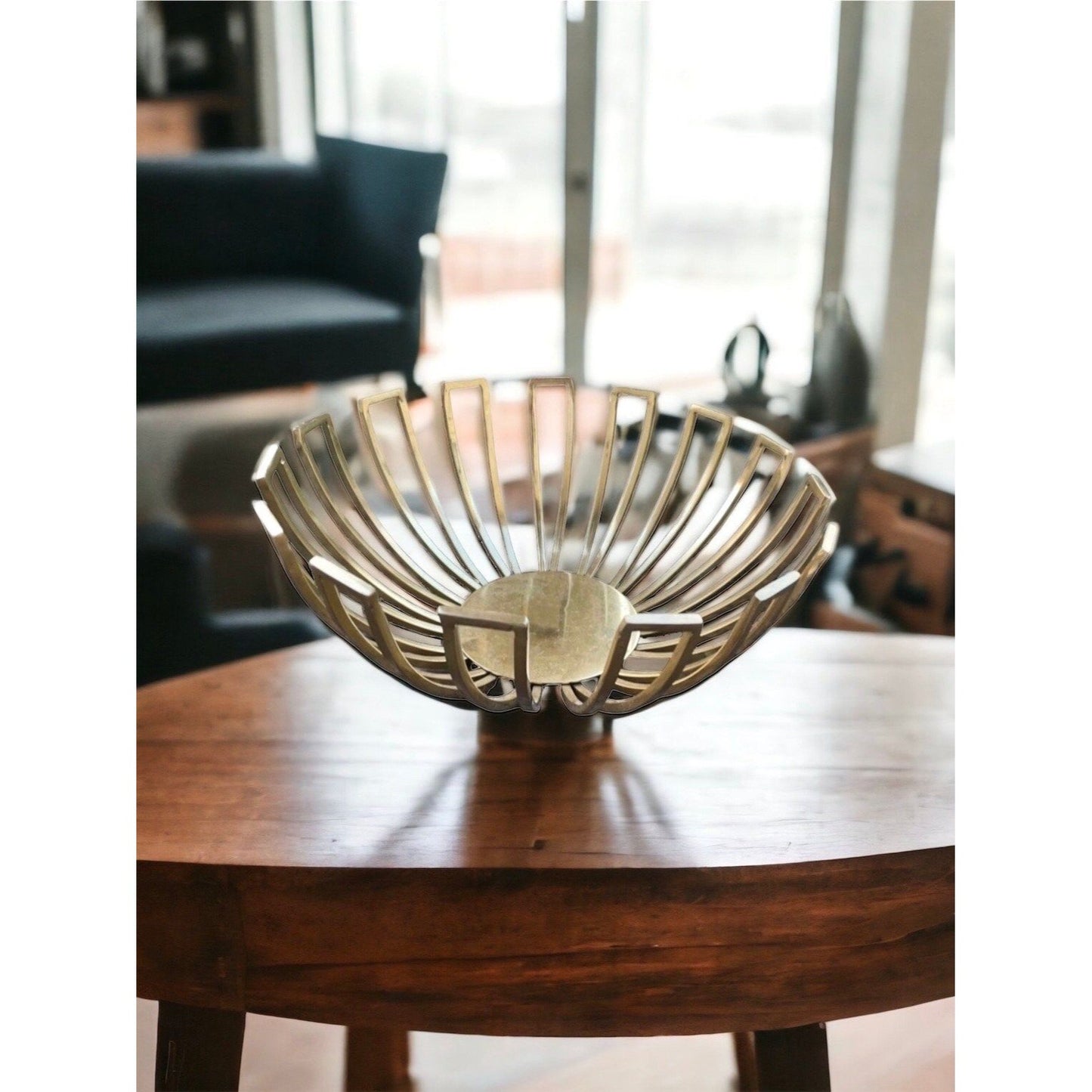 Stunning mid century modern style bowl - goldtone - starburst design - For decoration only (NOT for food use)