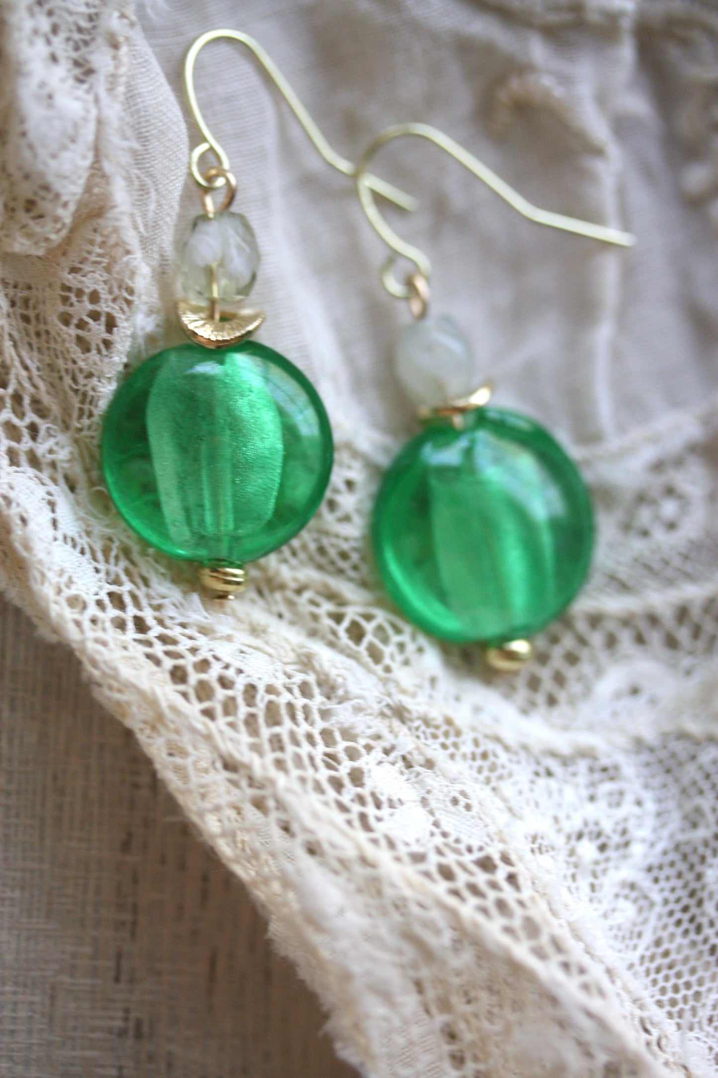Stunning green dangle earrings