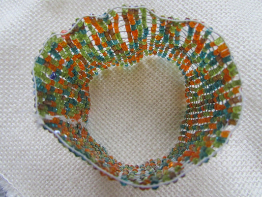 Hand beaded vintage seed bead colorful beadwork bracelet