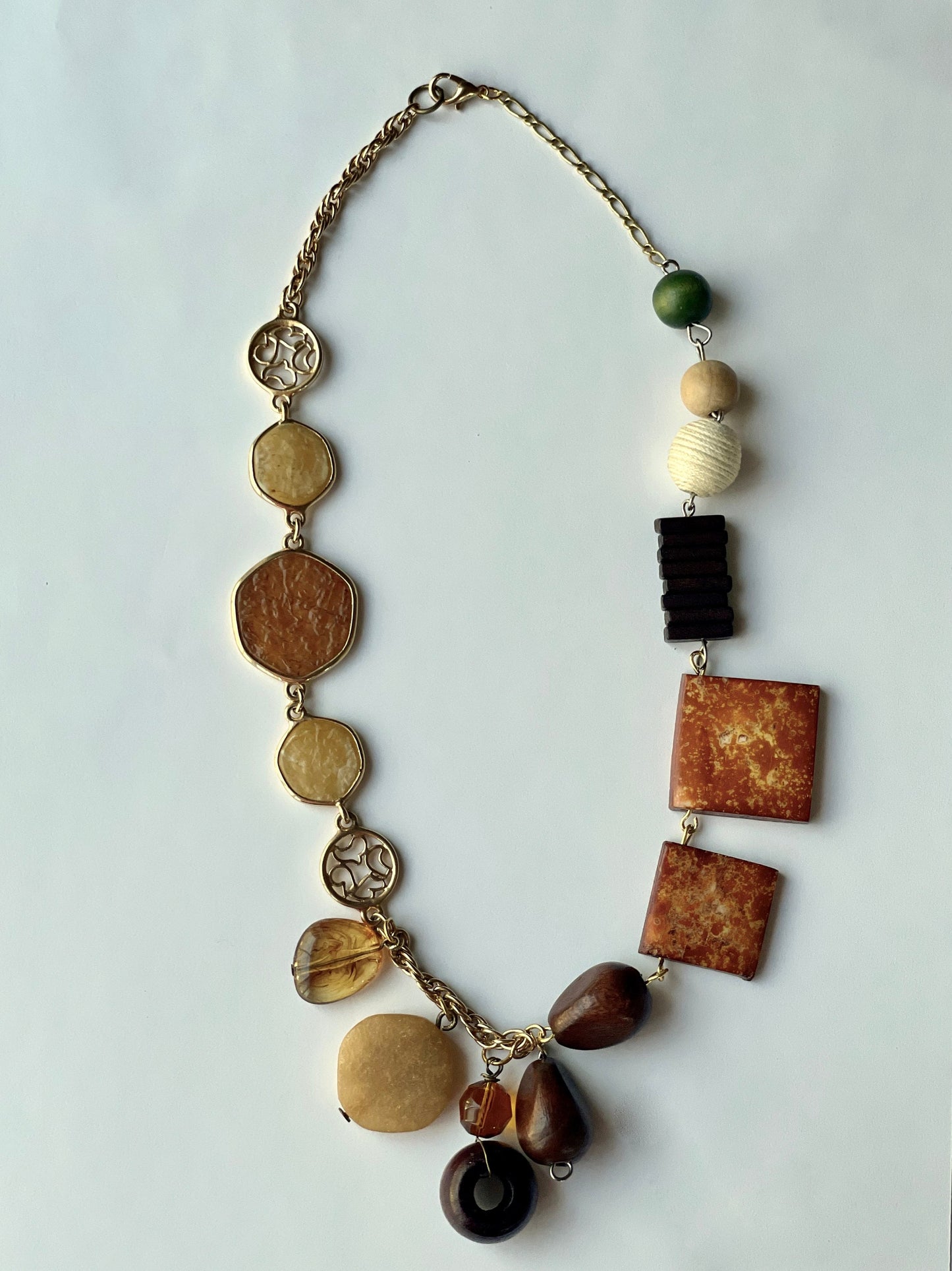 Unique, one-of-a-kind artisan mixed material necklace