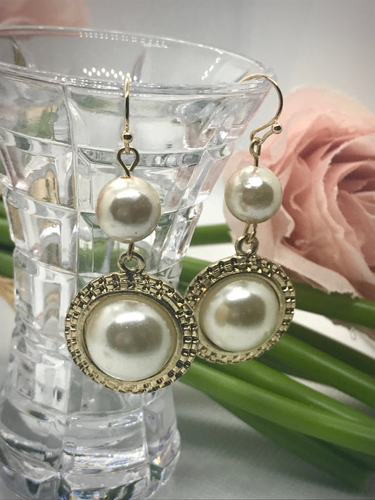 Handmade earrings with upcycled faux pearls