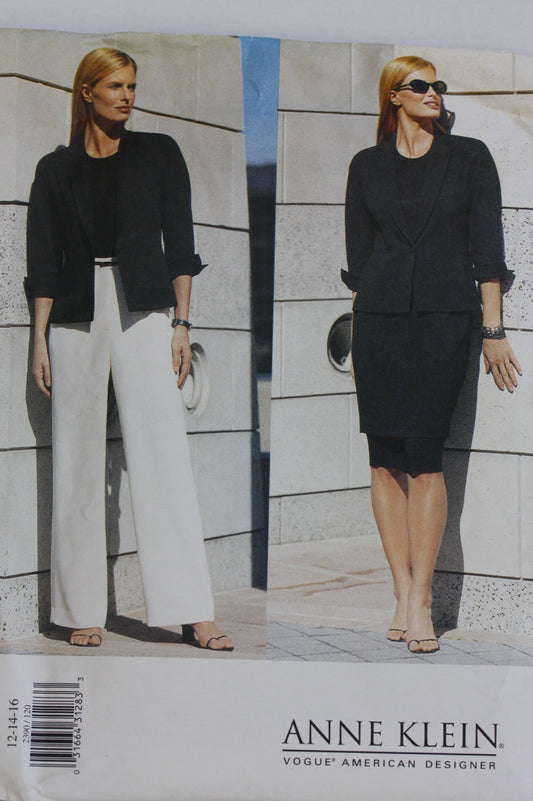 UNCUT Sewing Pattern -  Vogue American Designer pattern 2390 - Anne Klein - Jacket, Tiered Skirt and Pants - Sizes 12, 14, 16
