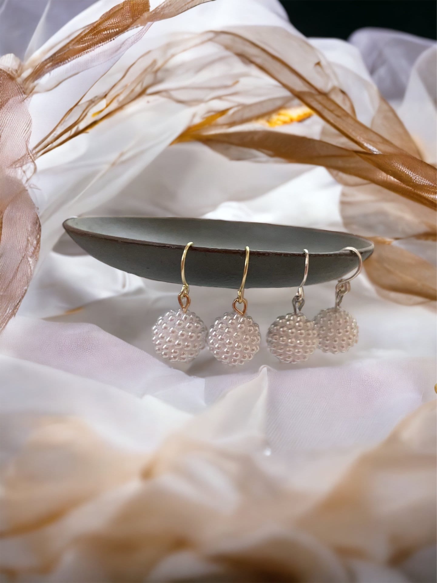 Minimalist small dangle faux pearl earrings