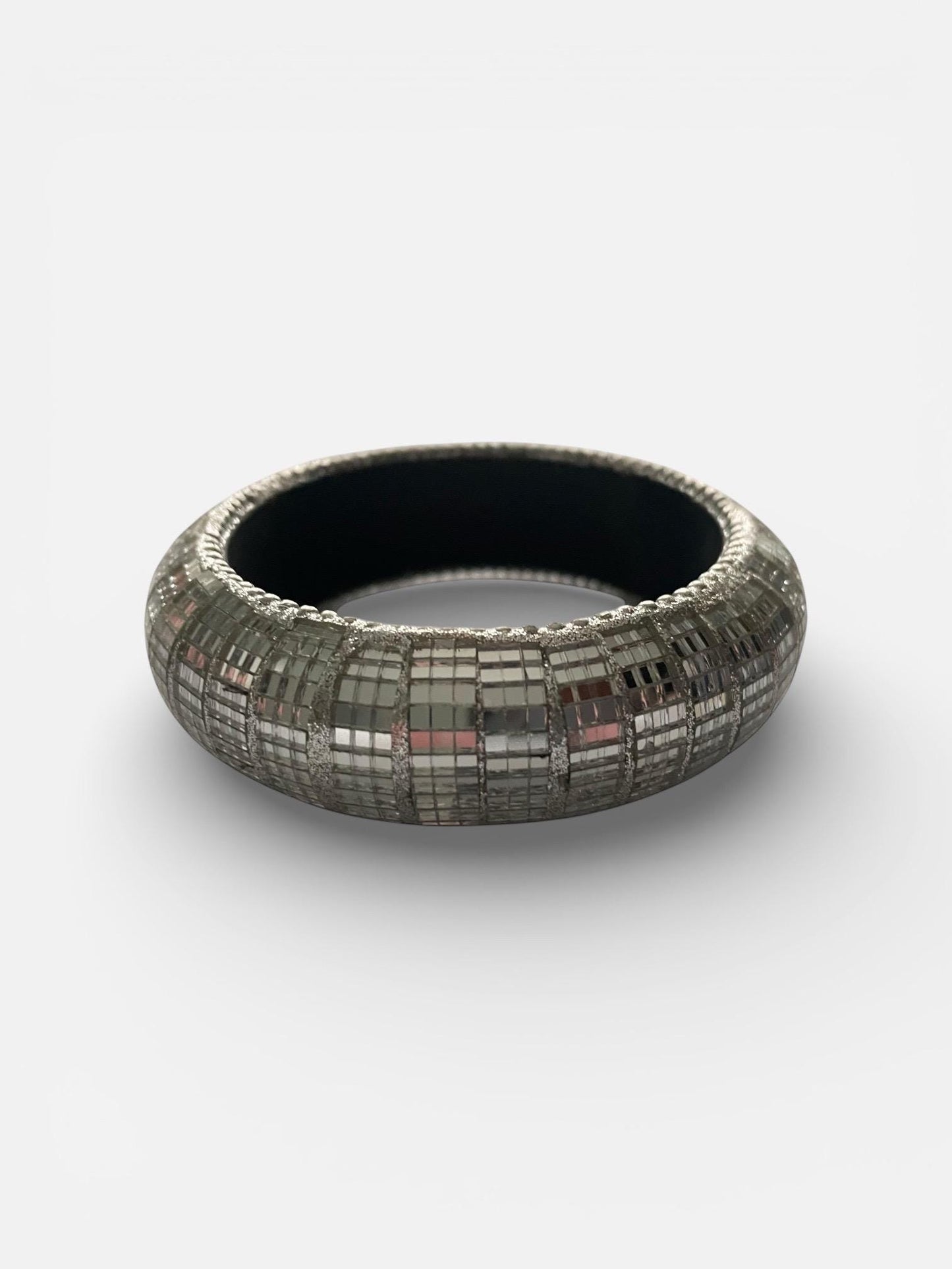 Unique Silver Mirror Square Bangle - Reflective Disco Ball Style Bracelet - Trendy Geometric Jewelry for Women - Statement Fashion Accessory