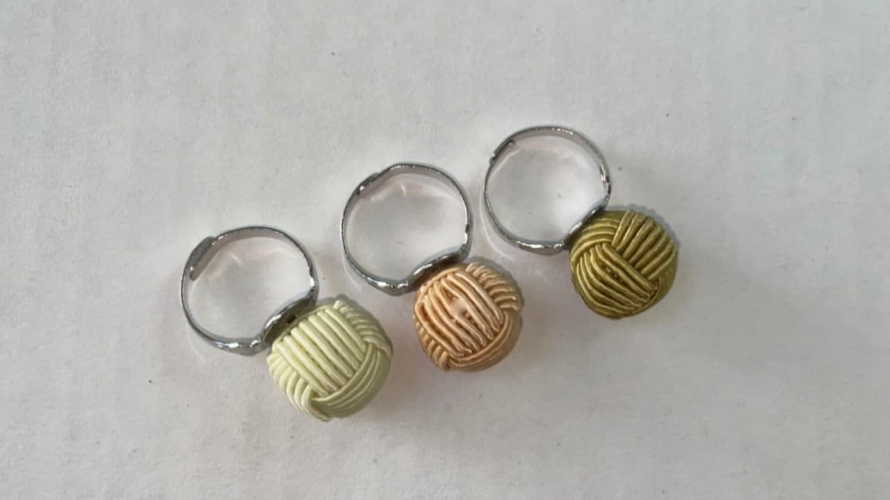 Fun rings made of Satin Chinese ball knots - choose your color - ivory, peach, creamy linen