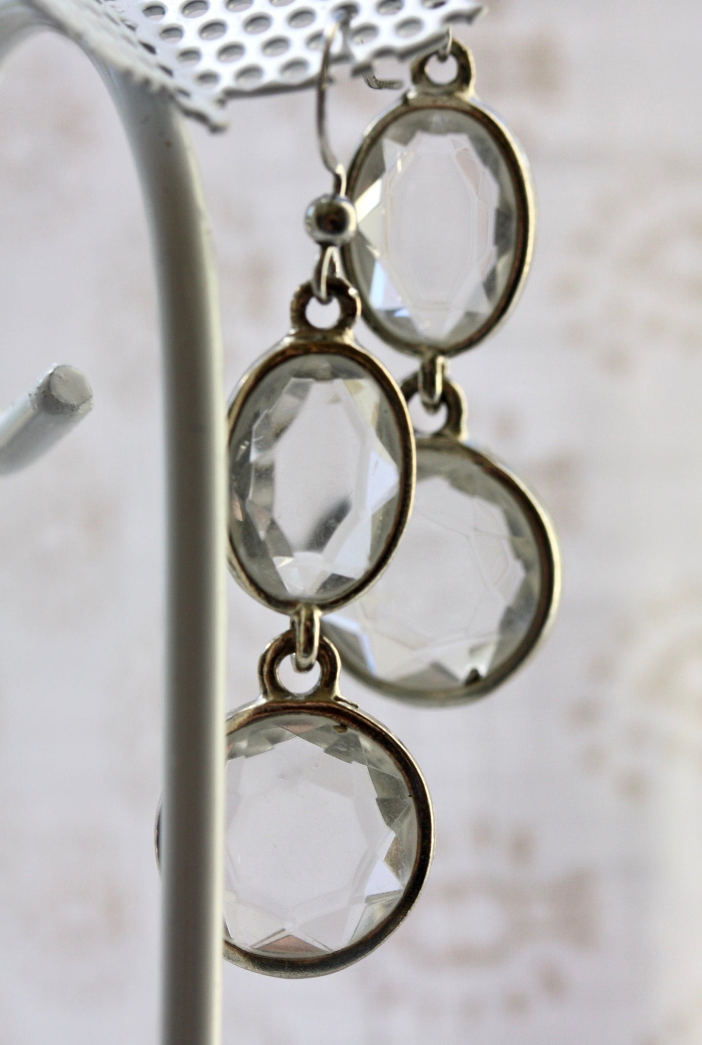 Handmade earrings with upcycled high quality vintage glass cut crystal