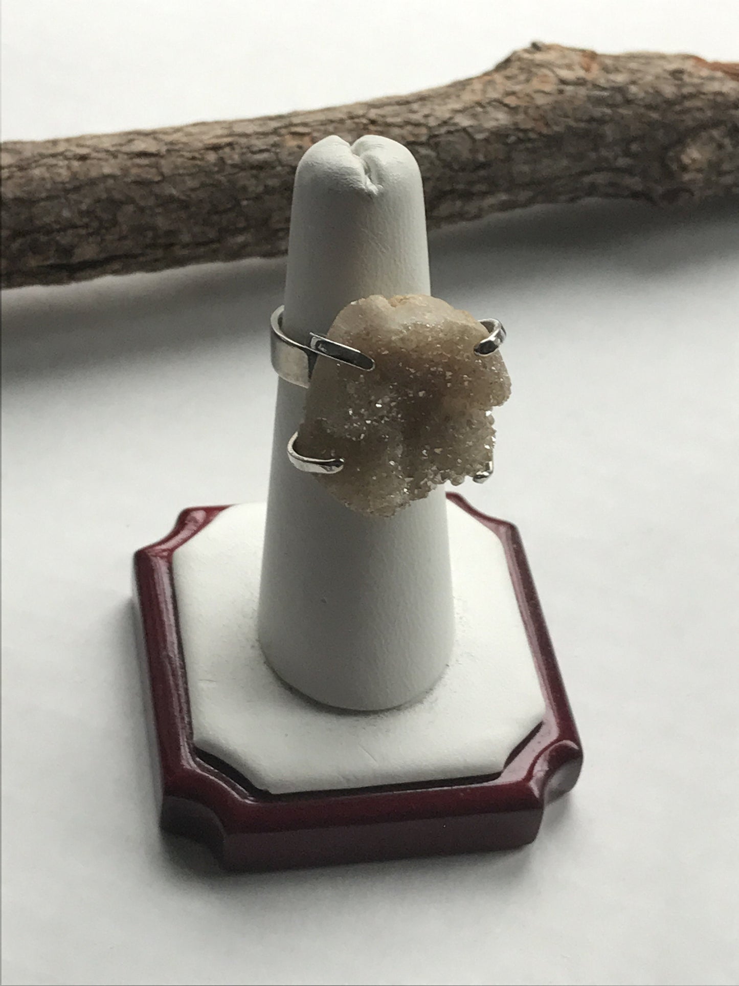 Stunning and unique adjustable vintage Druzy Gem Crystal Mineral Geode ring