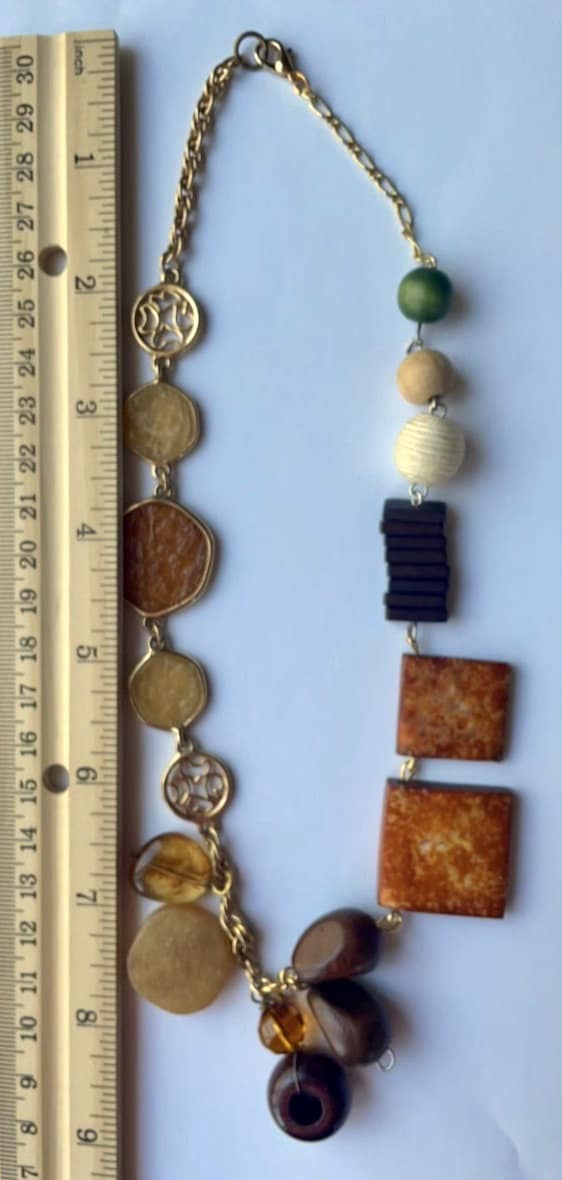 Unique, one-of-a-kind artisan mixed material necklace