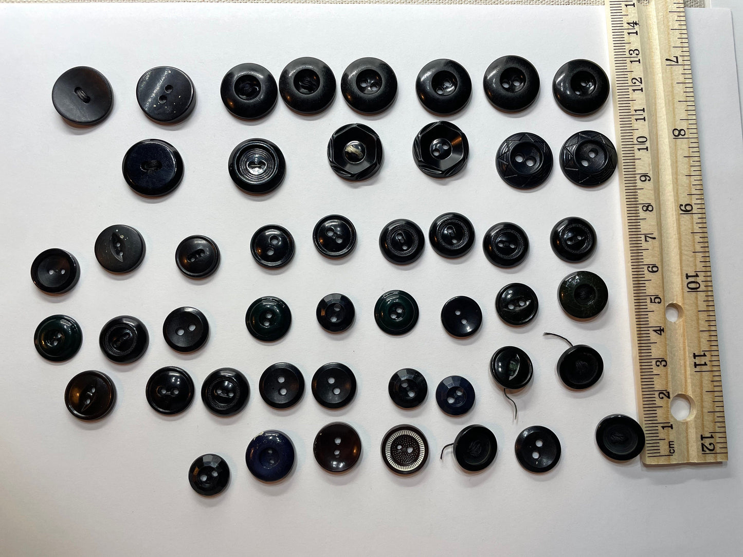 Lot of black and dark shaded vintage buttons