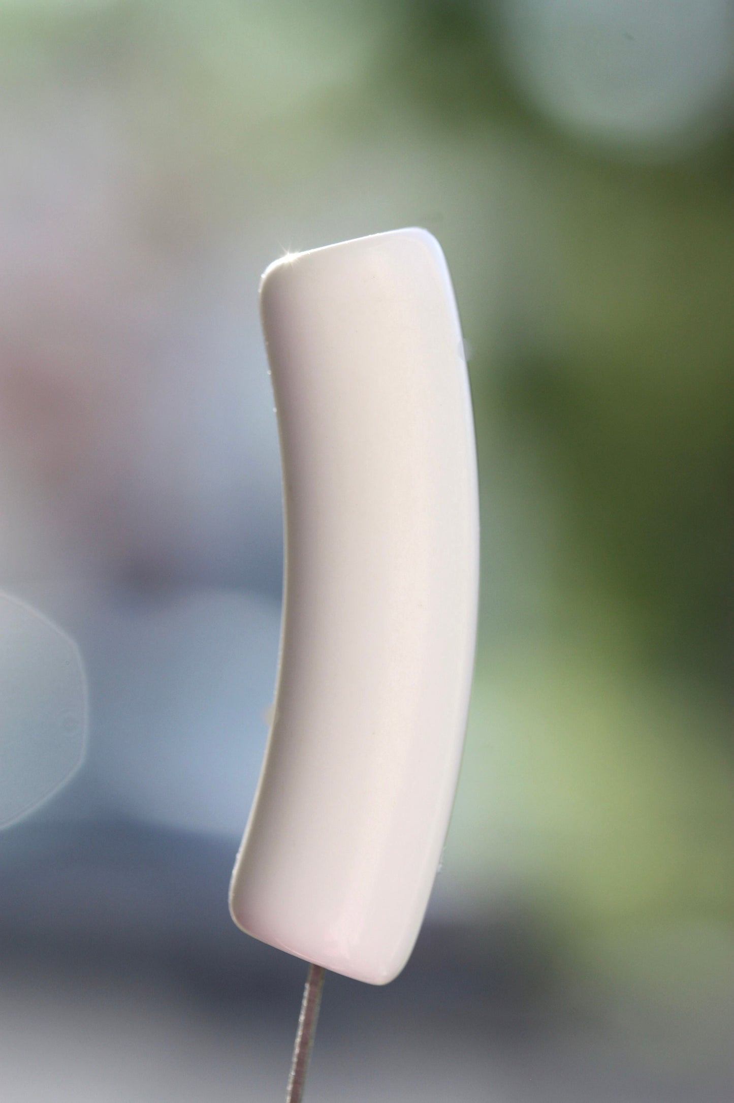 Unique white vintage slightly curved tube beads - approx. 40 mm x 7 mm