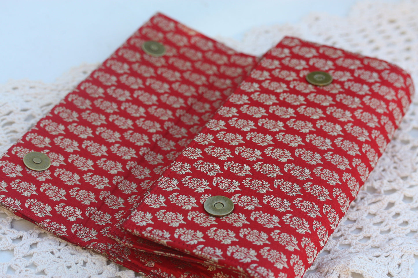 Asian Style Clutch - Vintage Red Gold Evening Purse Handbag for Wedding