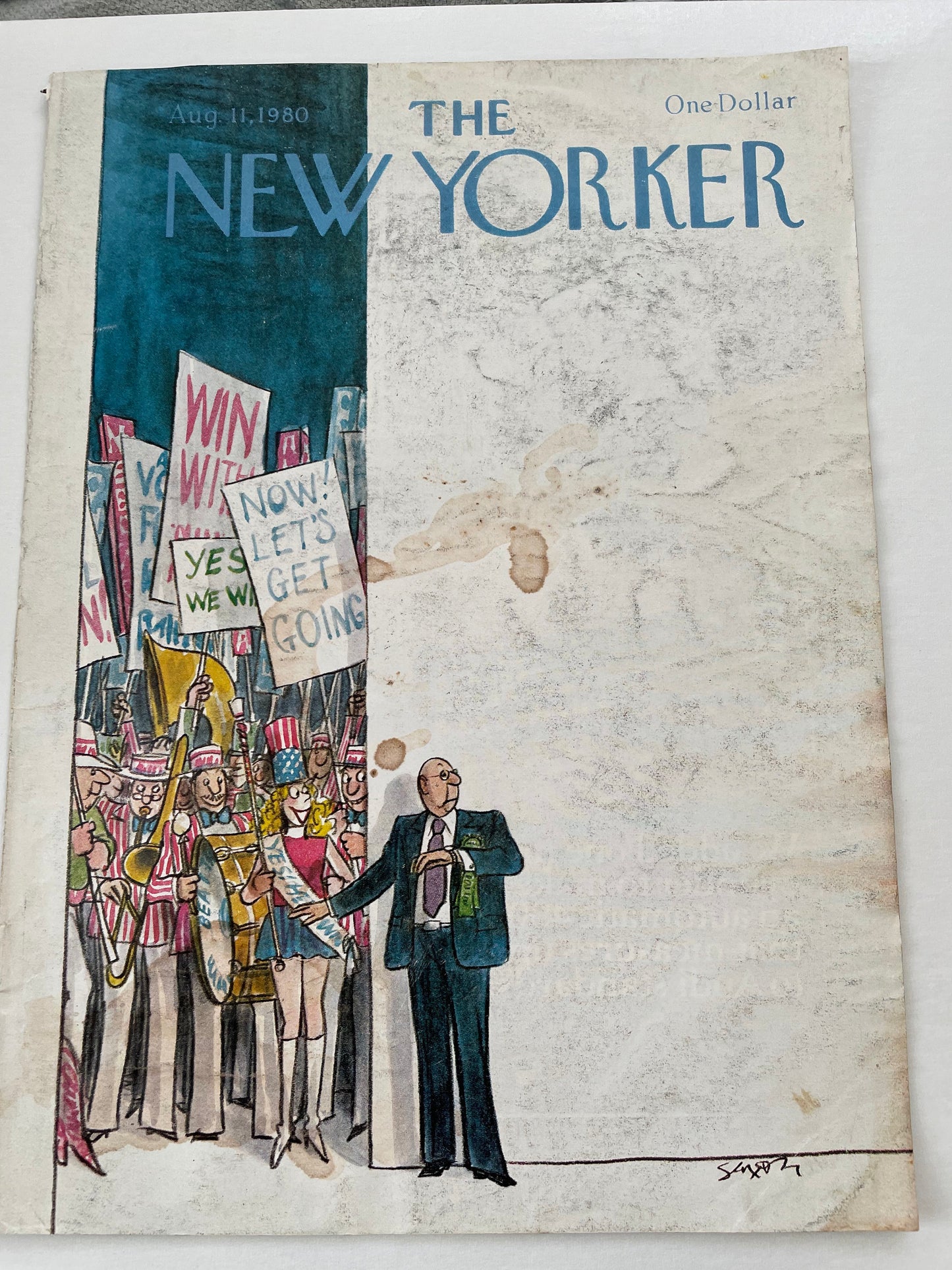 August 11, 1980 - The NEW YORKER Magazine original cover - Please read description