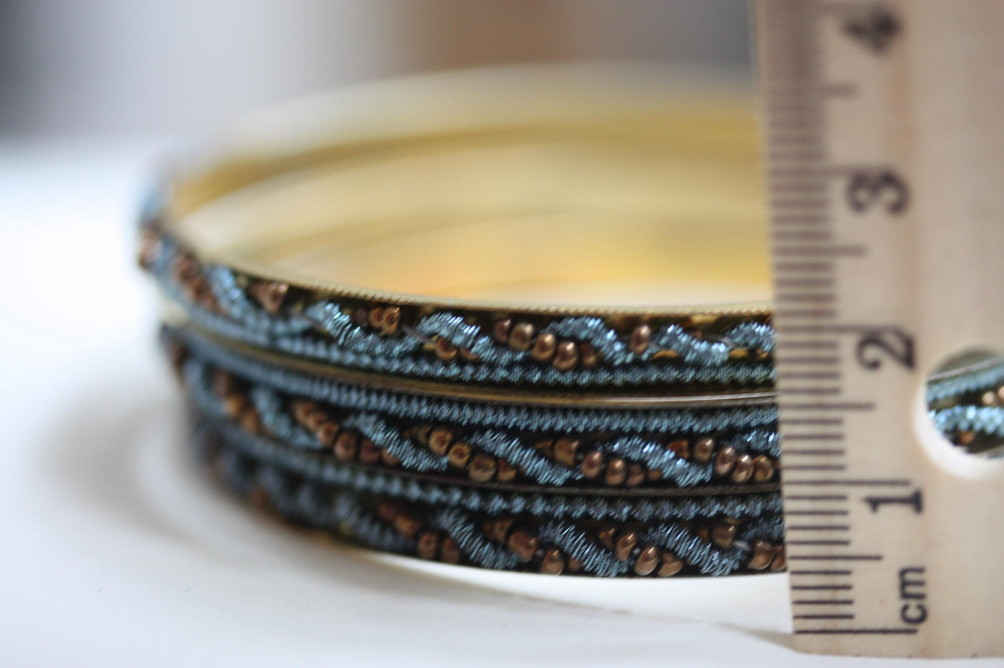 Set of 4 beautiful beadwork and metal bangle bracelets