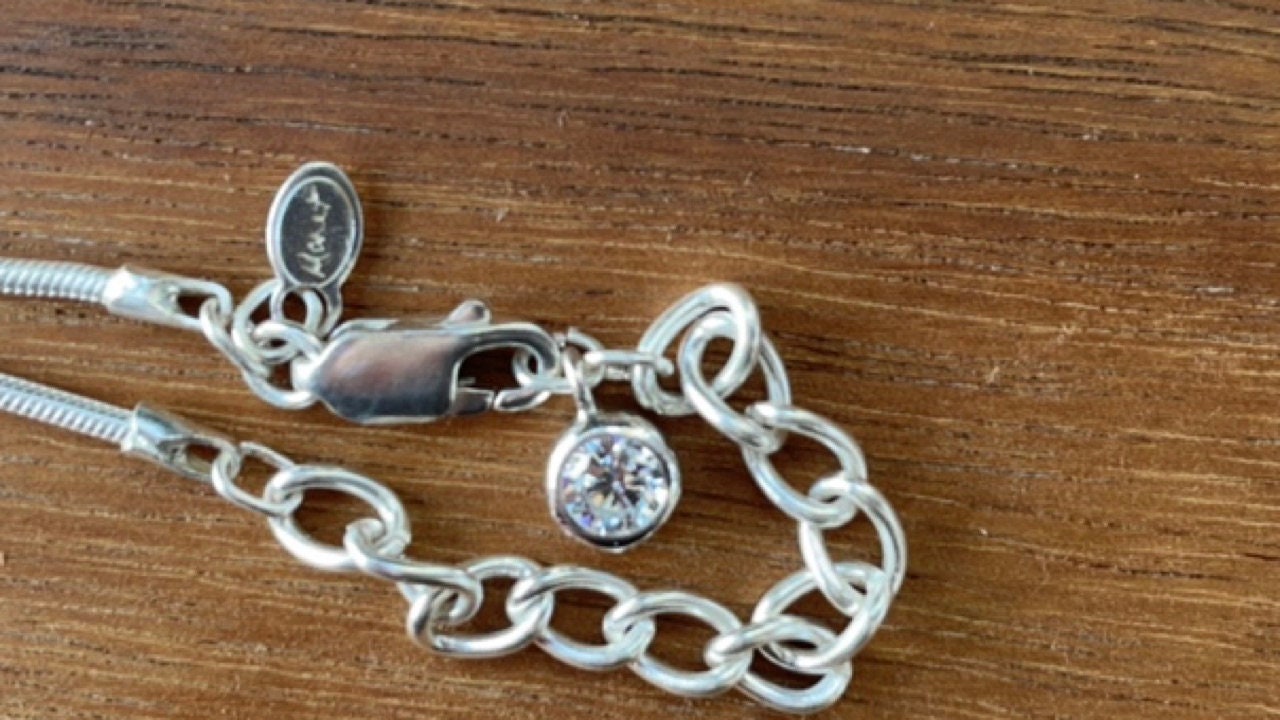Vintage Monet couture sterling silver and clear geometric Swarovski crystal drop necklace