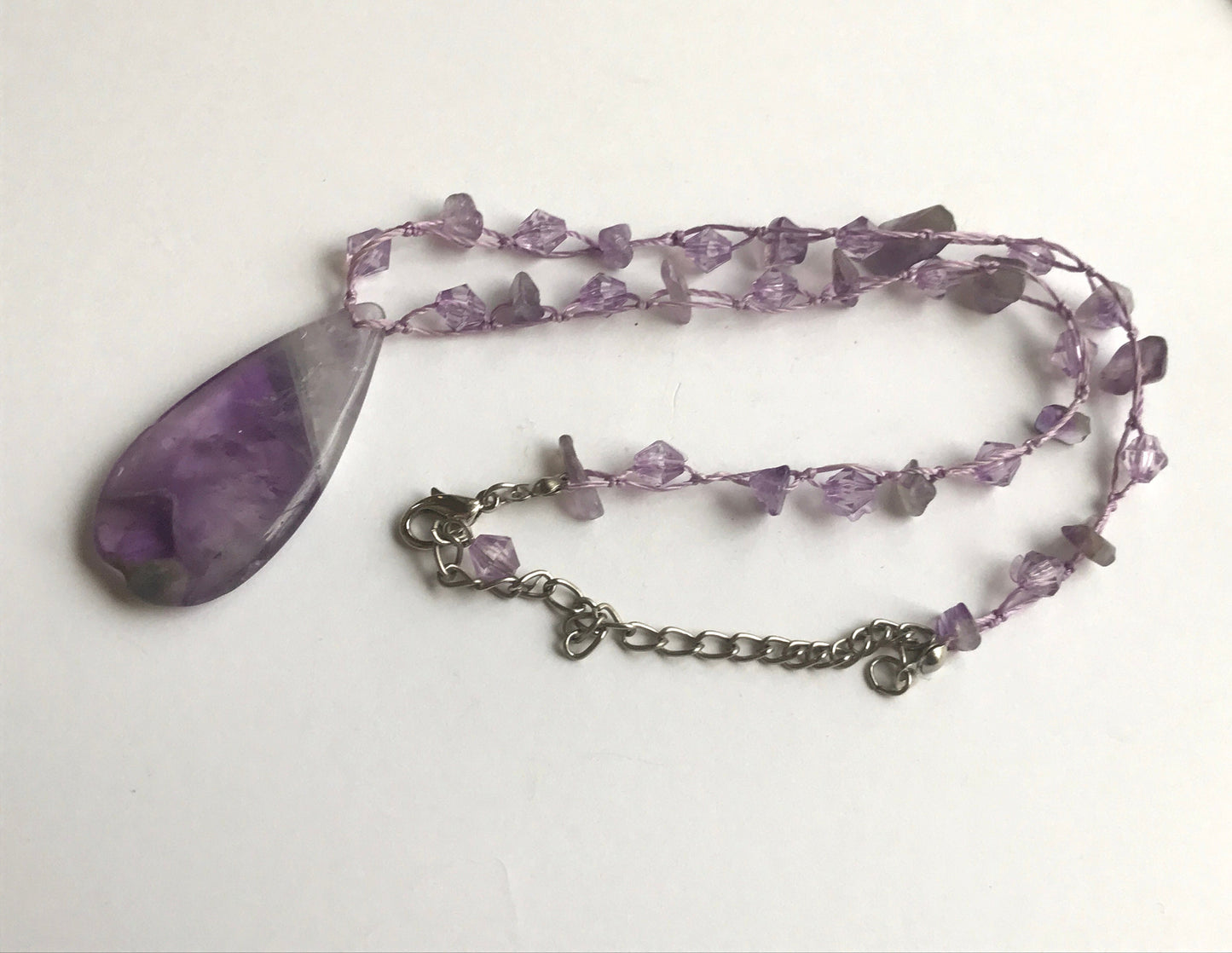 Stunning purple amethyst vintage necklace - lavender amethyst and gemstone chips