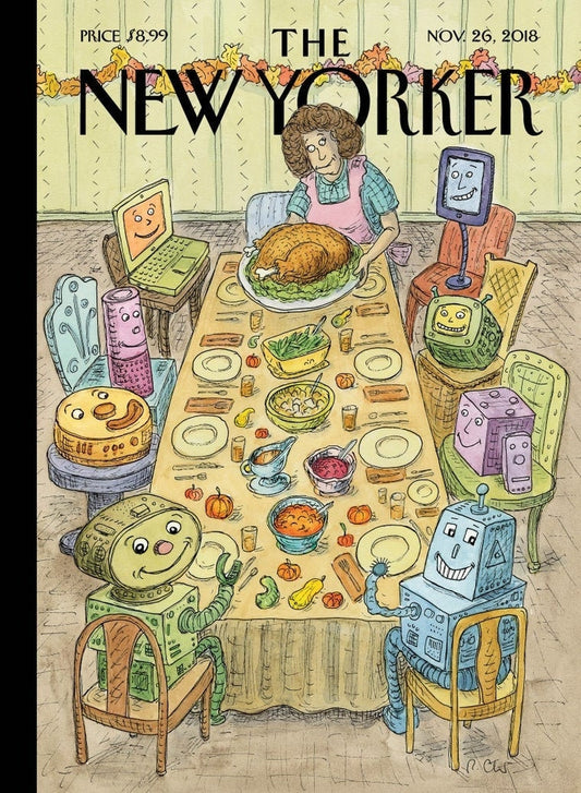 The New Yorker Magazine original cover - November 26, 2018 - Thanksgiving by Roz Chast