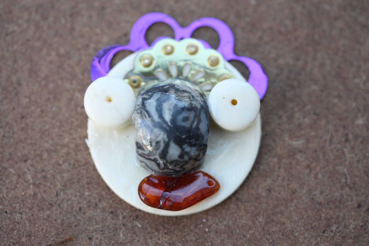 Meet "Mr. Koala" - Assemblage art / mixed media collage - little flying insect magnet, lapel pin or necklace pendant