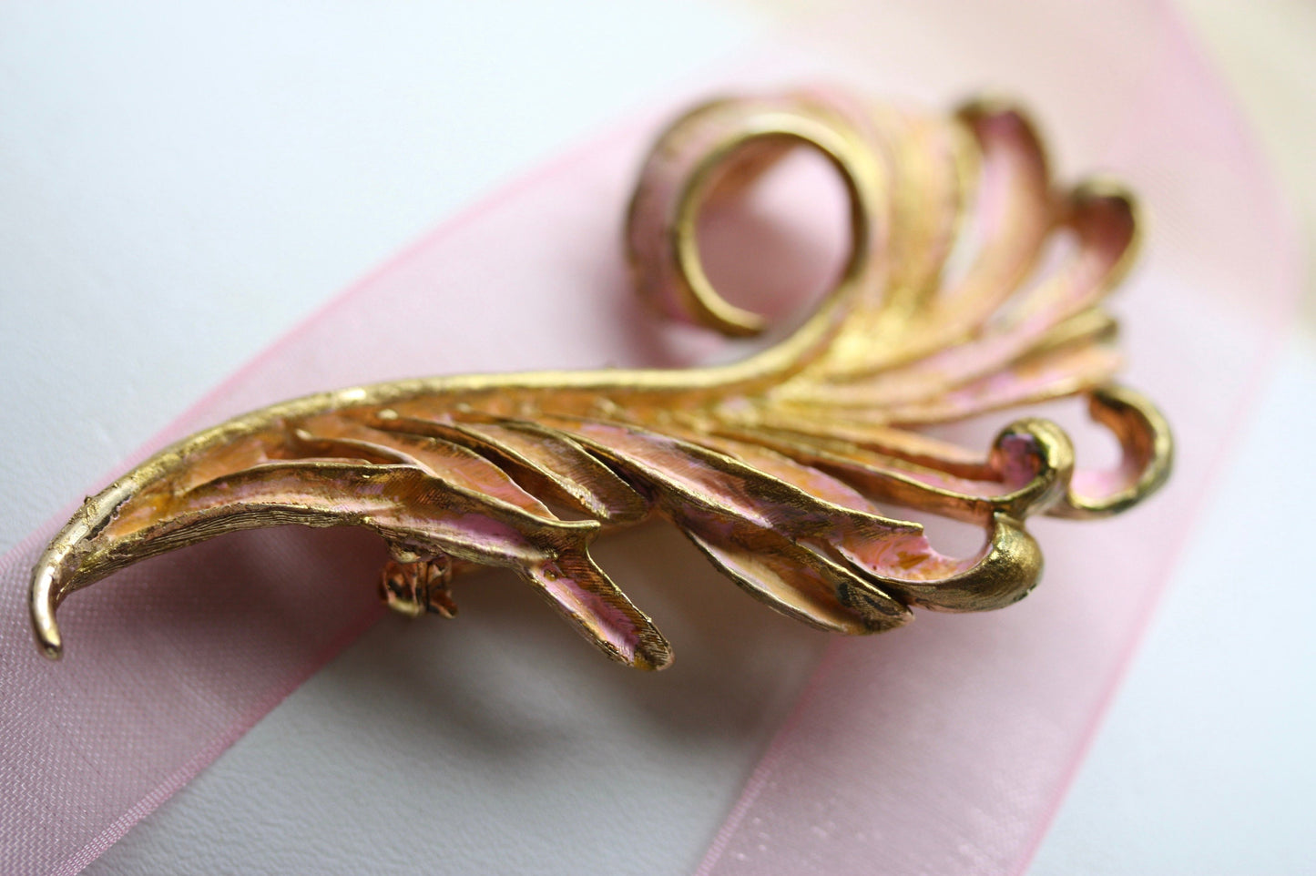 Revised, Modernized, Upcycled Vintage hand painted pin - shades of pink