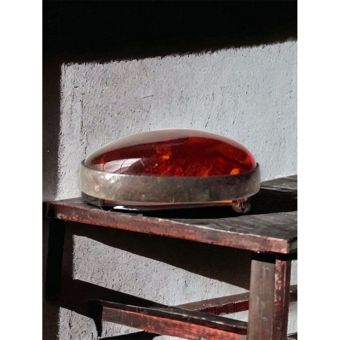 Stunning vintage amber pin in sterling silver