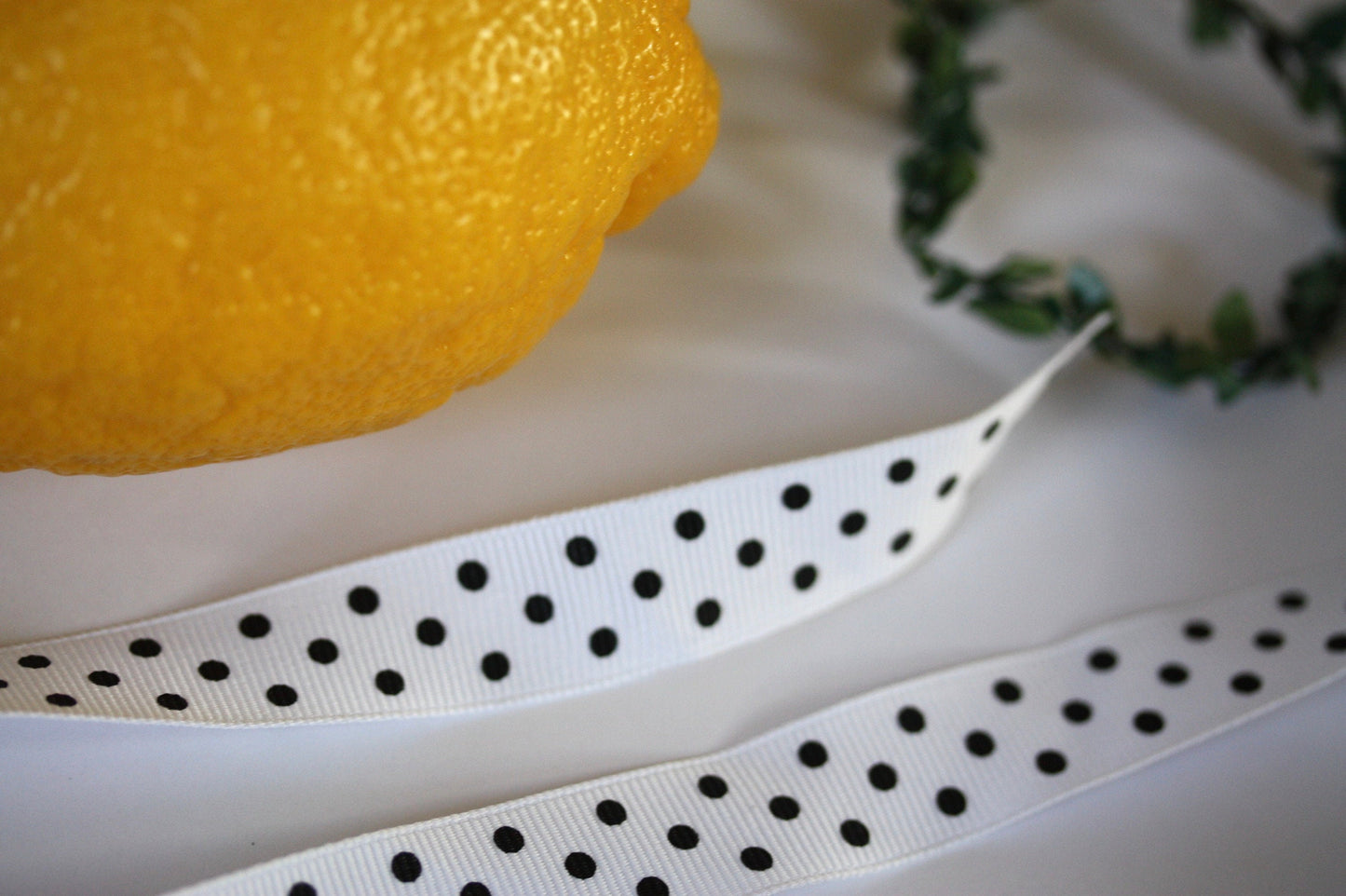 Charming black on white polka dot cottage / farmhouse style ribbon - new, mint condition - price per yard