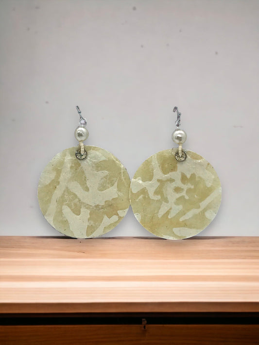 Unique handmade earrings - made of mixed materials - specialty Asian paper, pearls, metal