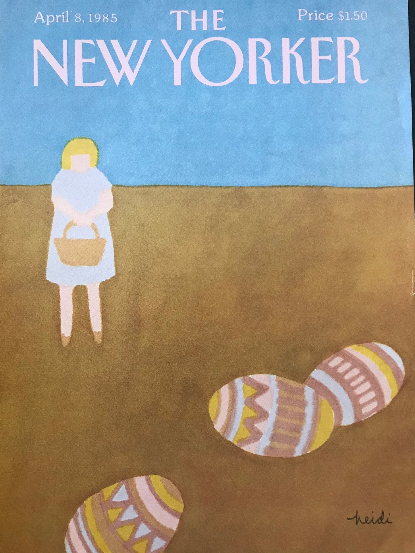 April 8, 1985 - The NEW YORKER Magazine original cover - girl collecting Easter eggs