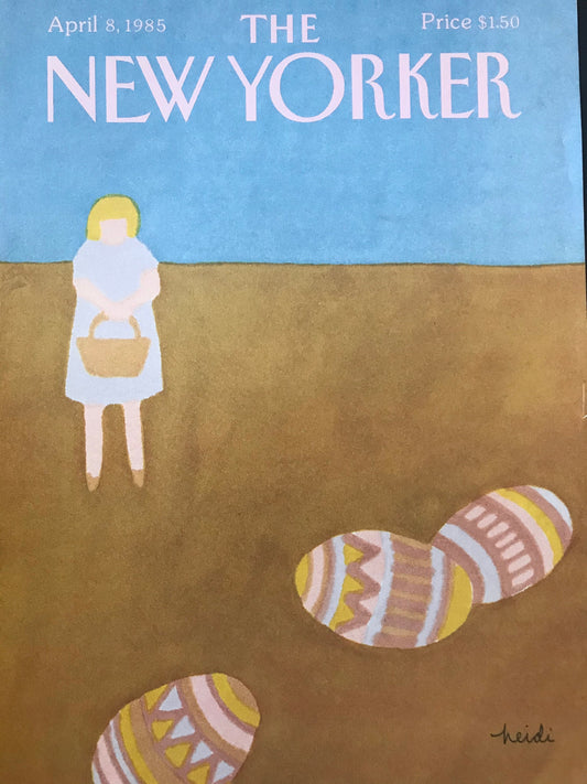 April 8, 1985 - The NEW YORKER Magazine original cover - girl collecting Easter eggs