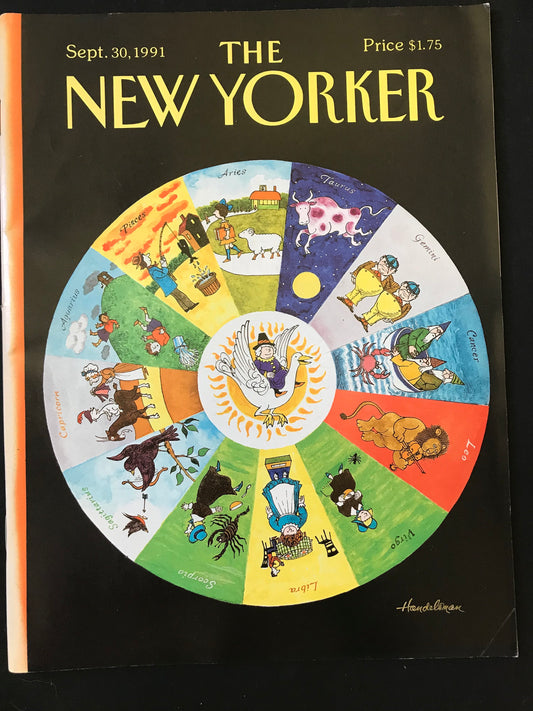 September 30, 1991 - Your choice: Cover only OR complete issue  of The New Yorker Magazine - zodiac