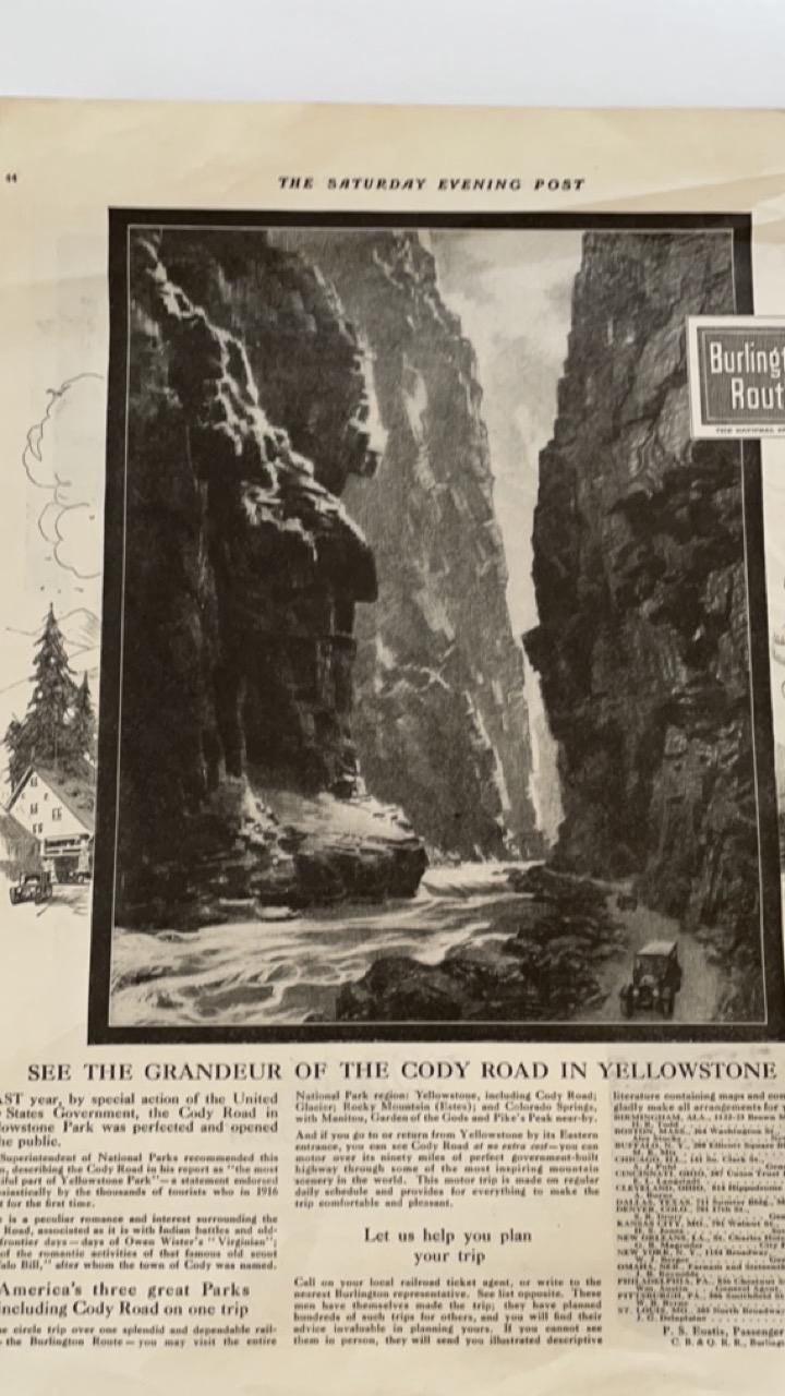 1917 Yellowstone Article | Saturday Evening Post May 5 | Frameable National Park Collectible
