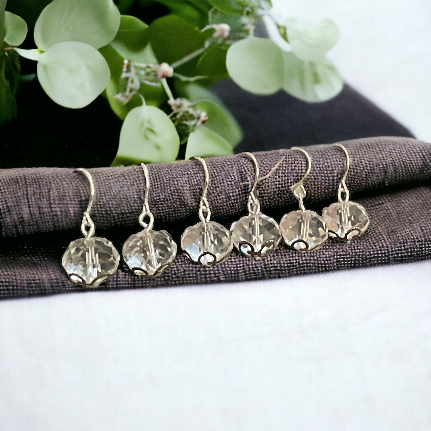 Crystal drop earrings - stunning, simple, for daytime or night - made of vintage faceted glass crystal and metal filigree findings - 1"