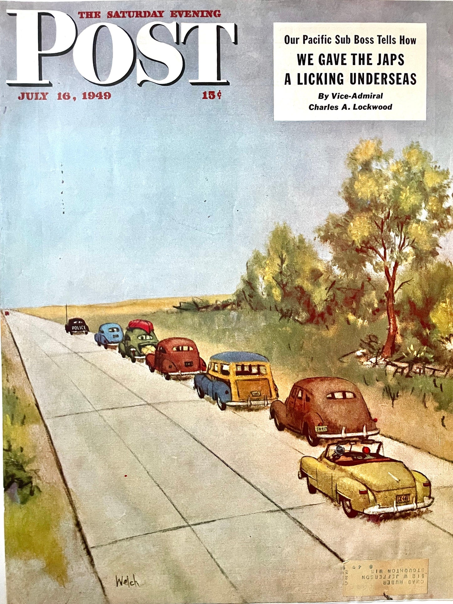 RARE - Saturday Evening Post - Original Cover - July 16, 1949