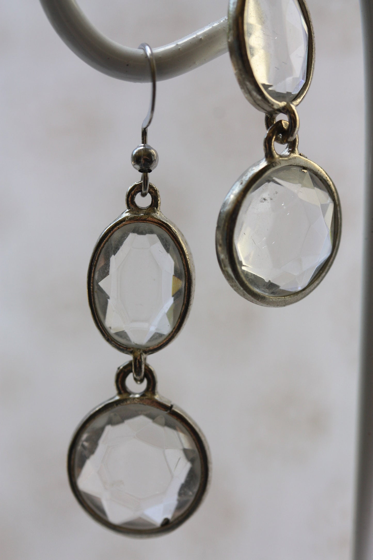 Handmade earrings with upcycled high quality vintage glass cut crystal