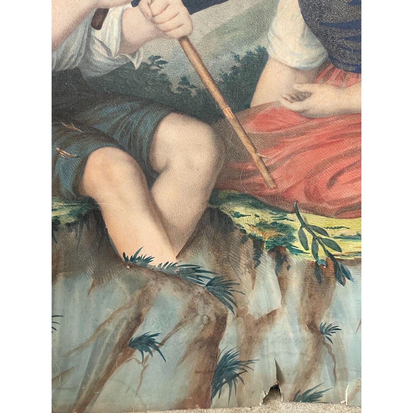 Antique Victorian Chromolithograph Print After Johann Baptist Hengartner | The Young Artists | 19th Century Wall Art | Child Pastoral Scene