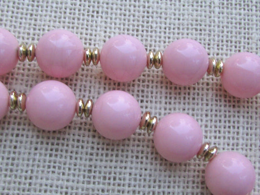 Light pale powdery pink vintage beaded necklace