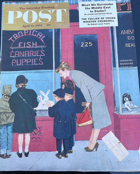 Saturday Evening Post - Original Cover - April 12, 1952 - pet store