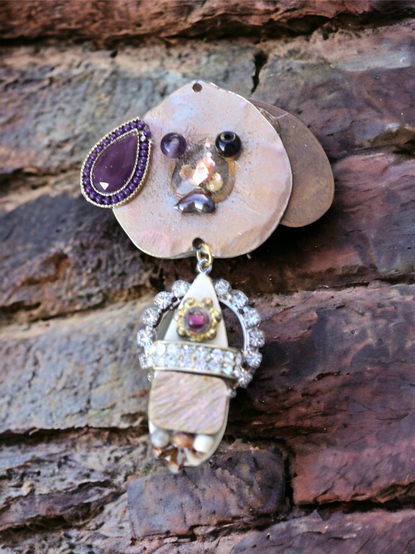 Meet DOGGY - Assemblage art / mixed media collage - necklace pendant