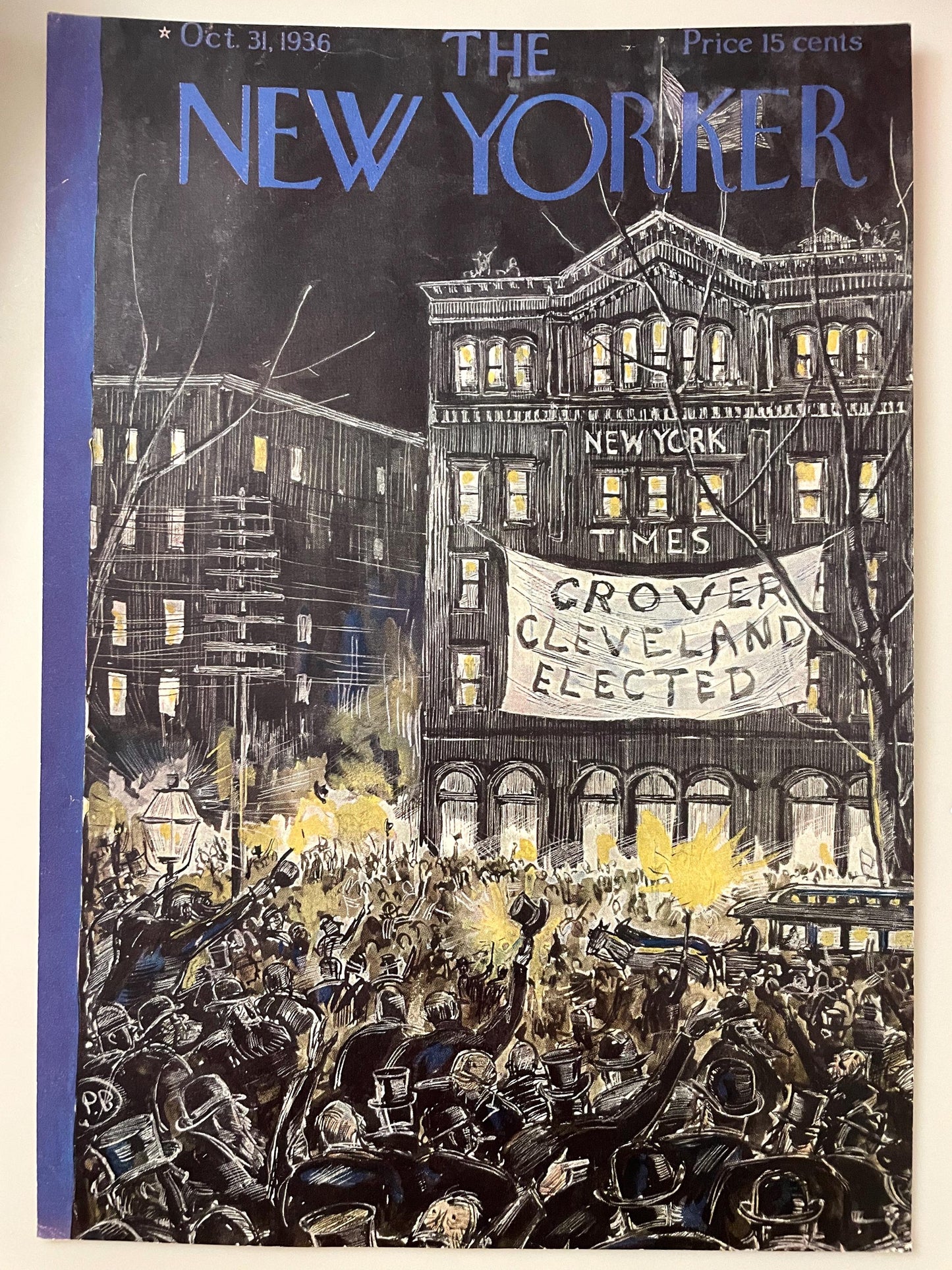 The NEW YORKER Magazine RARE original cover - October 31, 1936 - Grover Cleveland
