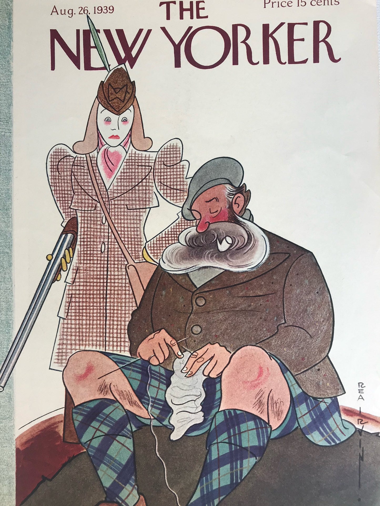 Rare NEW YORKER Magazine cover - August 26, 1939 - artist Rea Irvin