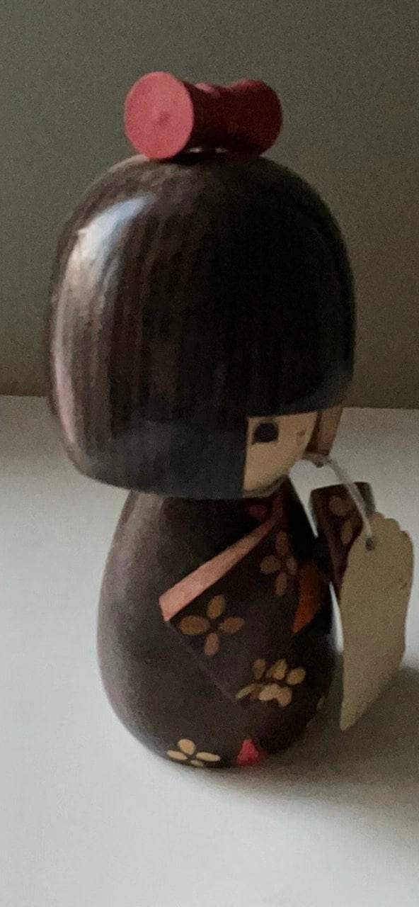Vintage handmade signed wooden Japanese Kokeshi doll