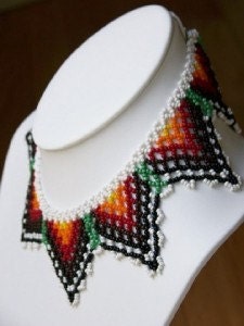 Stunning vintage handmade beadwork collar necklace