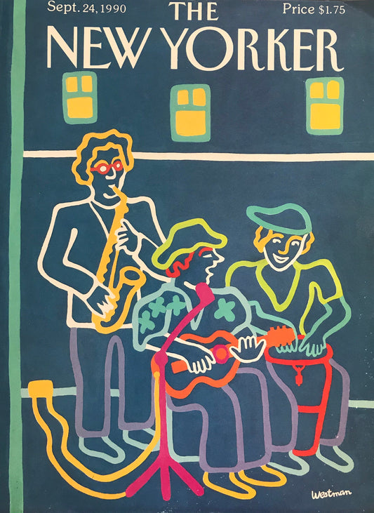 The NEW YORKER cover only - September 24, 1990 - musicians, saxophone player, guitar player, drums, drummer