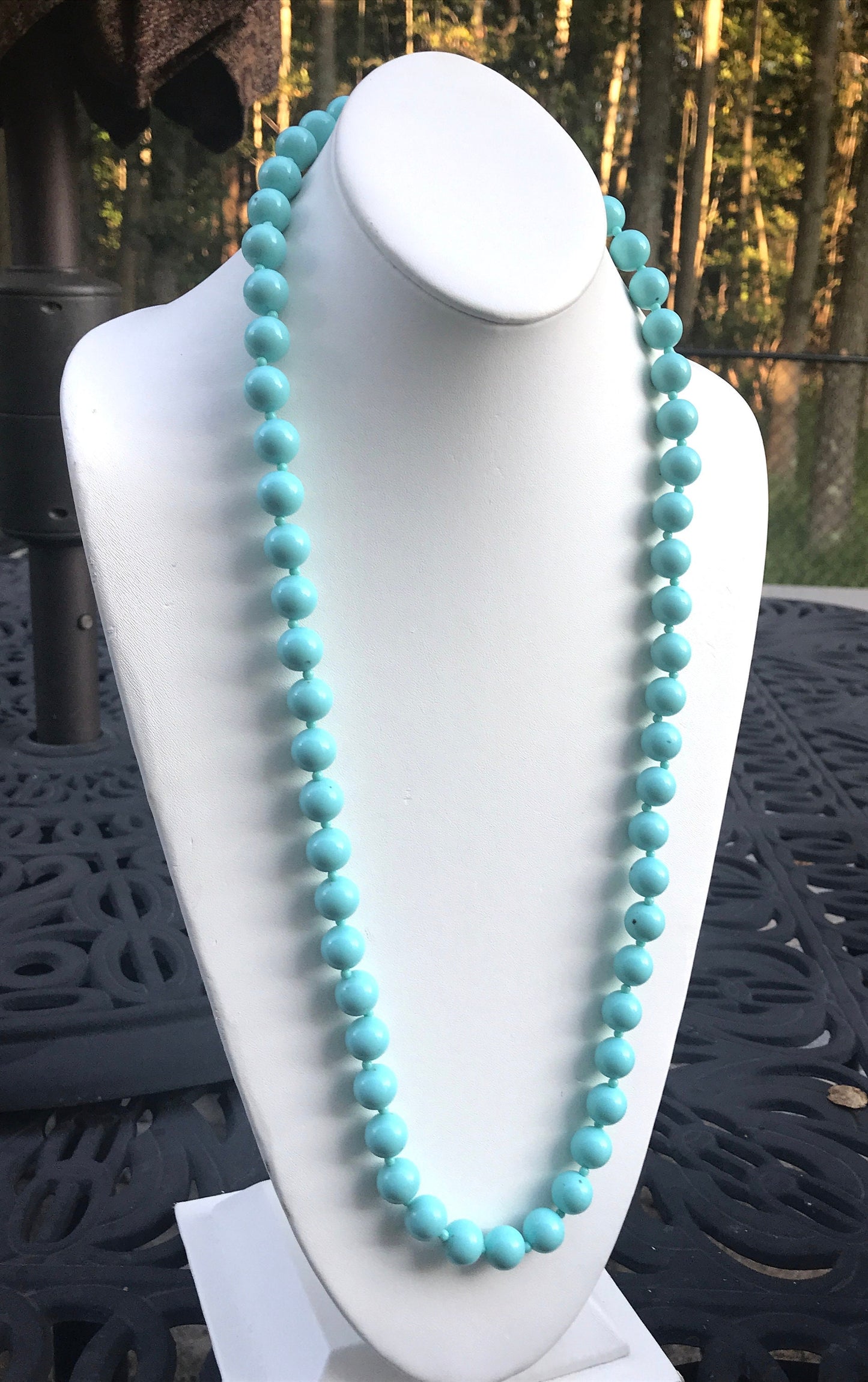Long vintage stunning blue necklace